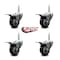 Service Caster 3 Inch Maroon Polyurethane Swivel 58 Inch Threaded Stem Caster Set with Total Lock Brake SCC-TSTTL20S314-PPUB-MRN-58212-4 - alternate 4